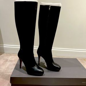 Vince Camuto Black Leather Platform Stiletto Boots